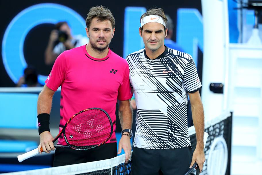 Un’immagine di Federer e Wawrinka prima del loro derby svizzero (Getty Images)